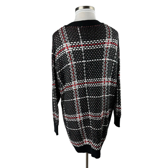 NWT Jessica Simpson Maria Plaid Cardigan Plus Size 3X Thick Knit Blk Red Button - Picture 7 of 8